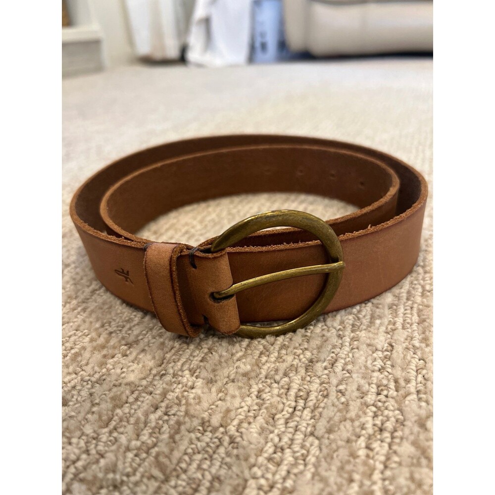 Frye Cognac Leather O-Ring Belt Women's Large | Genuine Leather